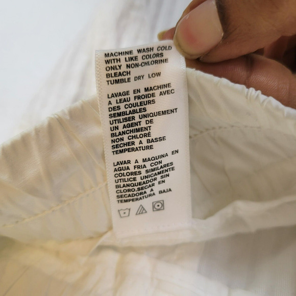 James Perse Womens Seersucker Crop Pant Size 0 White Taper Leg High Rise Pockets - Picture 4 of 8